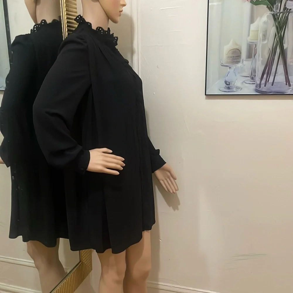 Se’zane Elegant mini Black Dress long sleeve